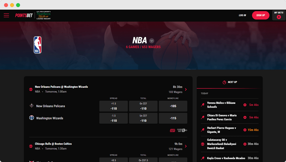 Screenshot of PointsBet Michigan Sport section